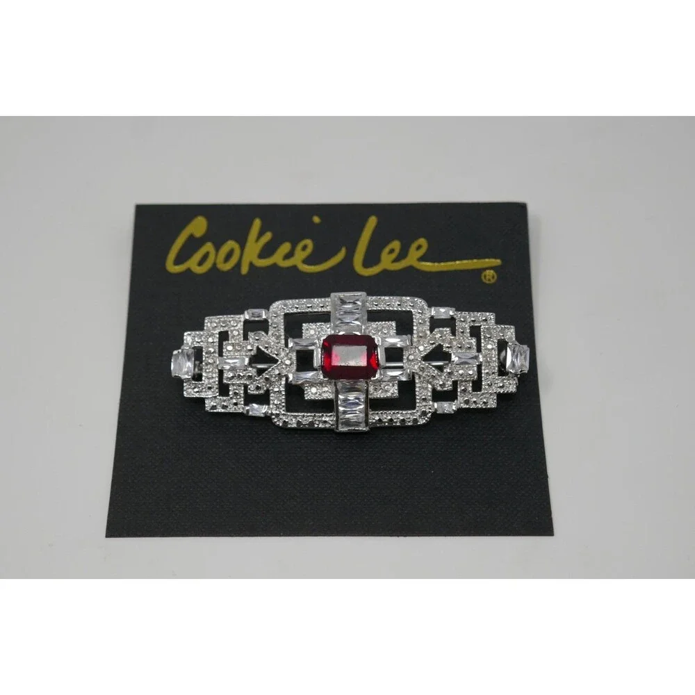Cookie Lee Art Deco-Style Genuine Crystal Rhinestone Brooch Pin NWT